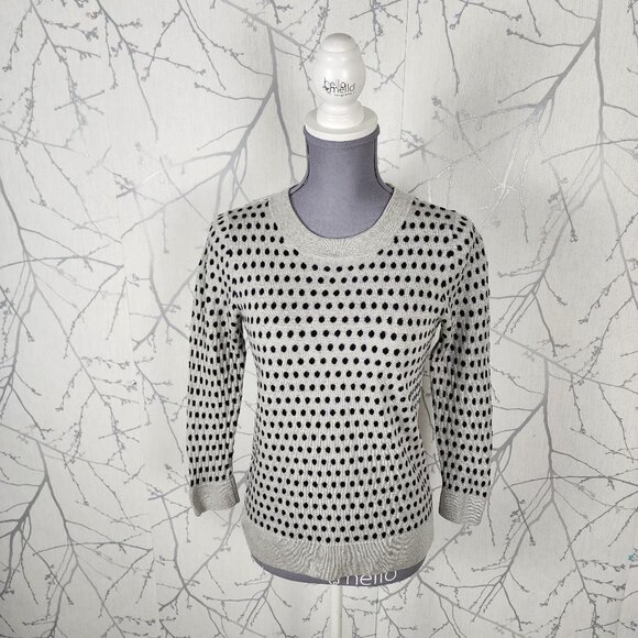 J. Crew Gray Polkadot 100% Merino Wool Crewneck Sweater - Picture 2 of 7